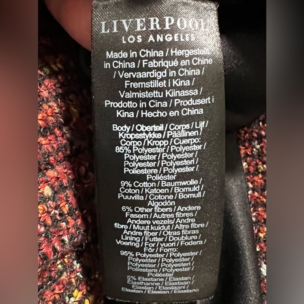 Liverpool Los Angeles Collarless Zip Up Tweed Jacket Office Casual Colorful Chic - Picture 15 of 16